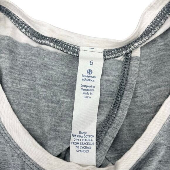 LULULEMON All Tied Up Tank Sz 6 Bold Stripe Heathered Medium Grey Angel White - Picture 3 of 5